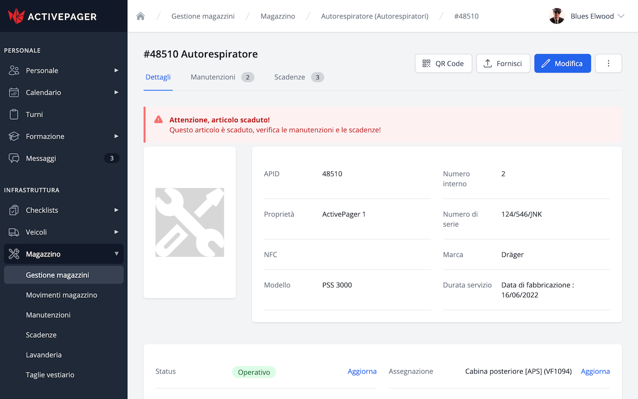 Artikeldetails im Lager
