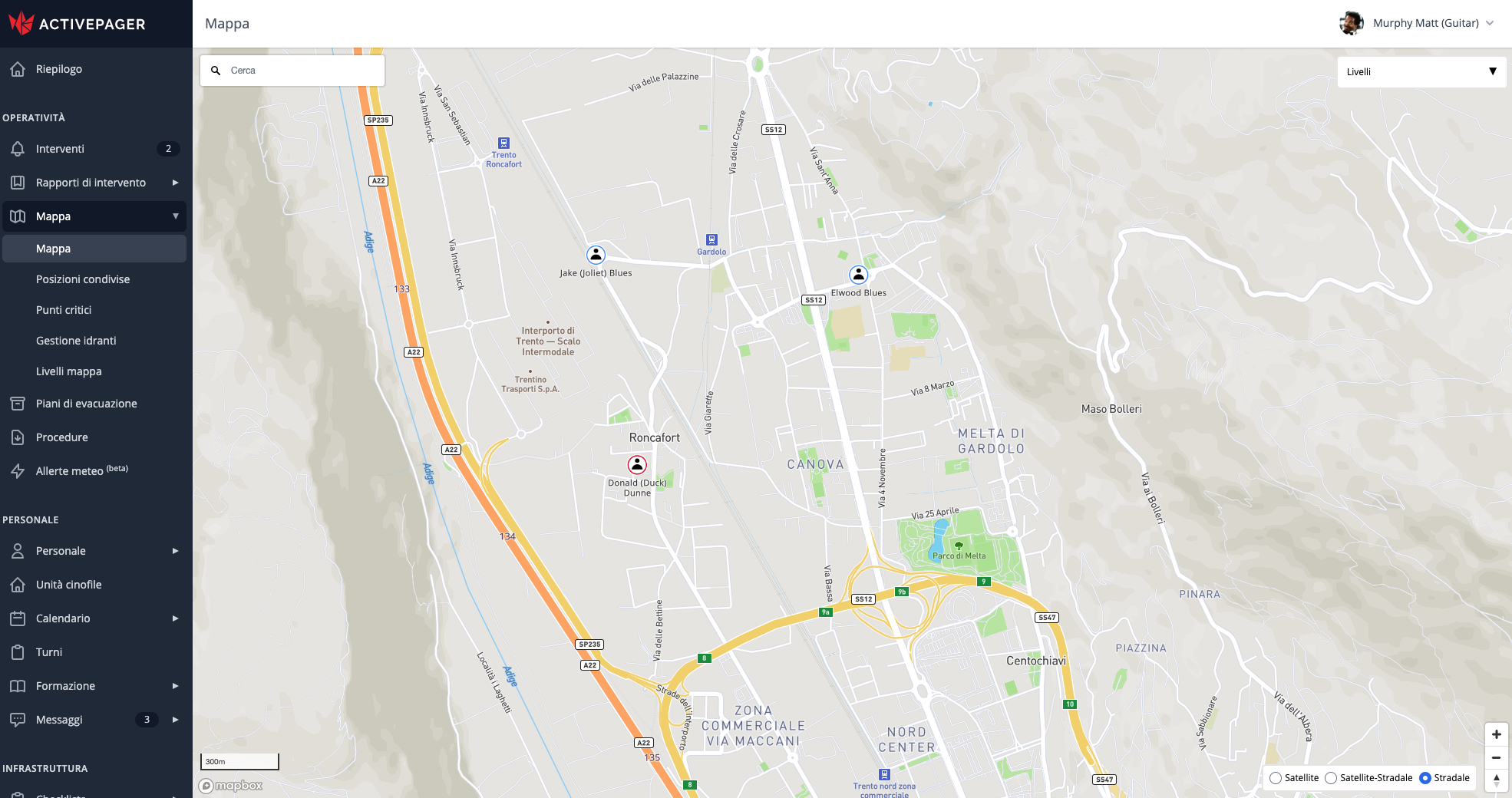 Map with tracked Personal